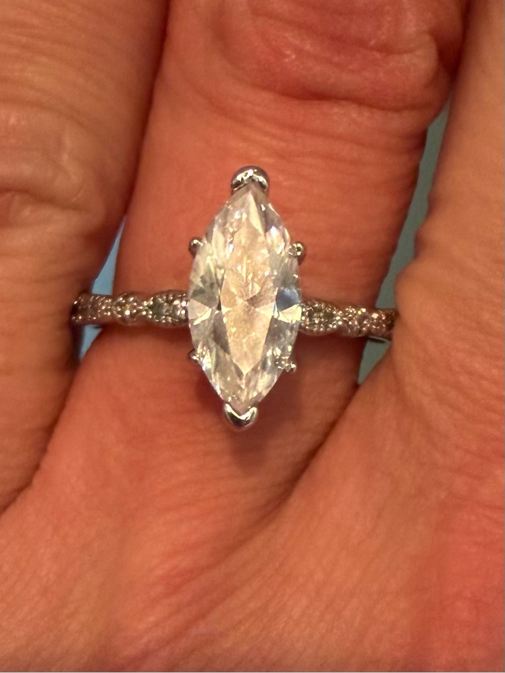 Marquise Clear Stone Silver Ring - Elegant Women's Jewelry